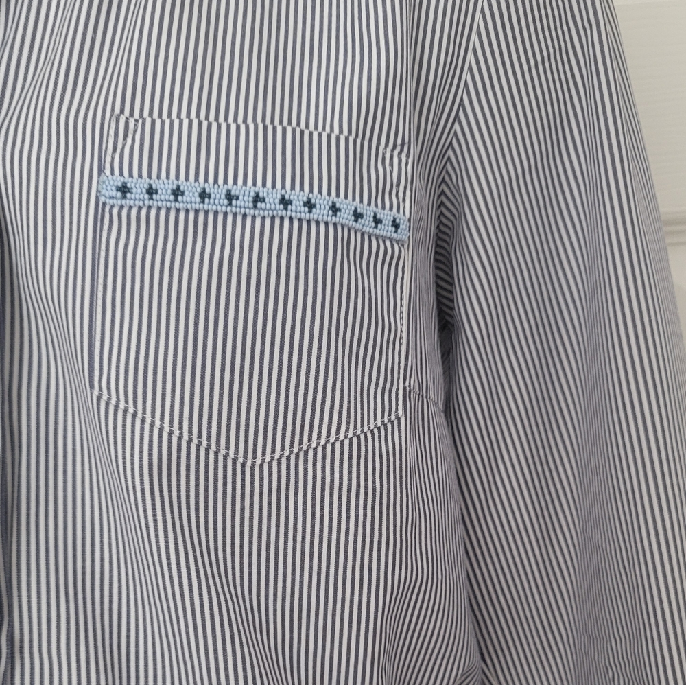 MAXMARA Beaded Accent Western Striped Shirt - Picture 6 of 9